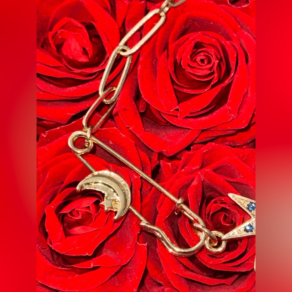 Celestial Charm Statement Necklace Gold Tone Moon… - image 6